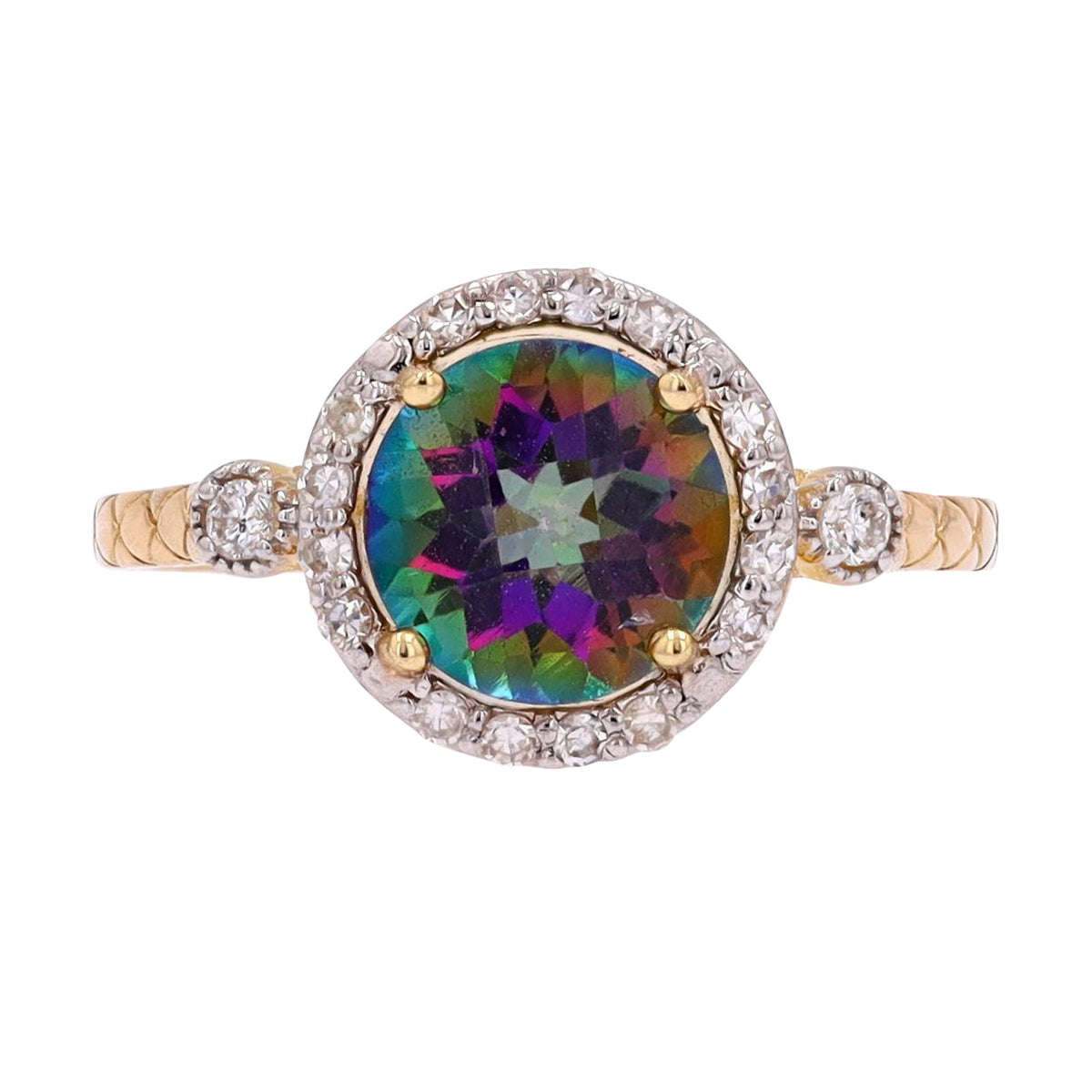 14K Halo Gemstone Ring<p><strong>More Colors Available</p></strong>
