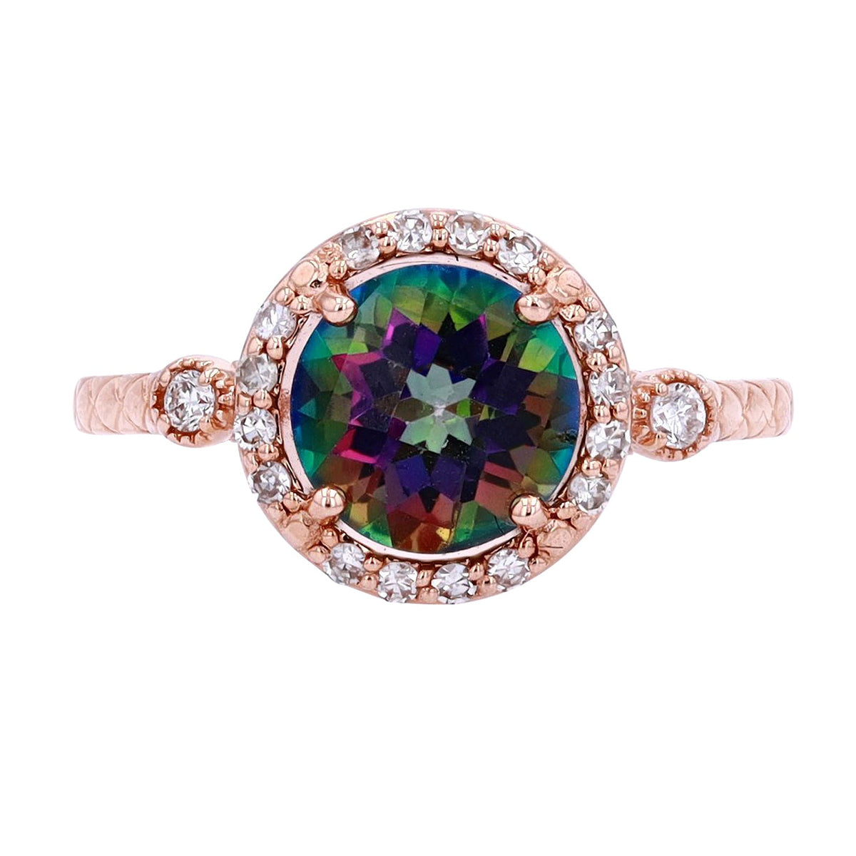 14K Halo Gemstone Ring<p><strong>More Colors Available</p></strong>