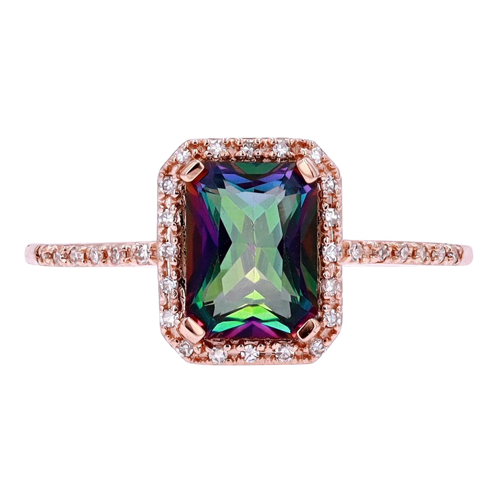 14K Gemstone Center Halo Ring<p><strong>More Colors Available</p></strong>