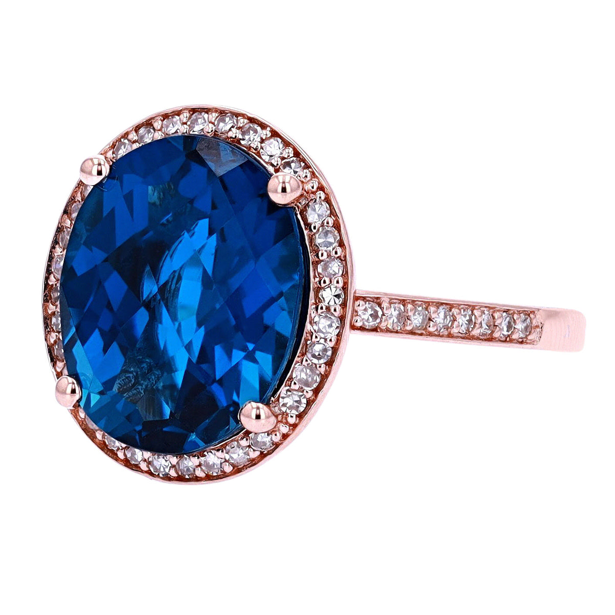 14K Checkerboard Cut Oval Topaz Ring<p><strong>More Colors Available</p></strong>