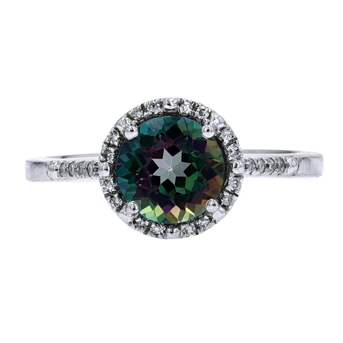 14K Gemstone Halo Ring<p><strong>More Colors Available</p></strong>