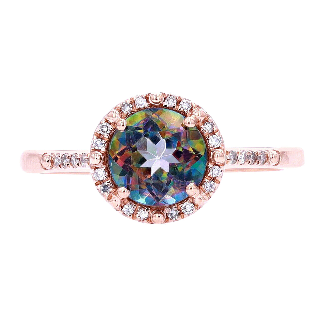 14K Gemstone Halo Ring<p><strong>More Colors Available</p></strong>