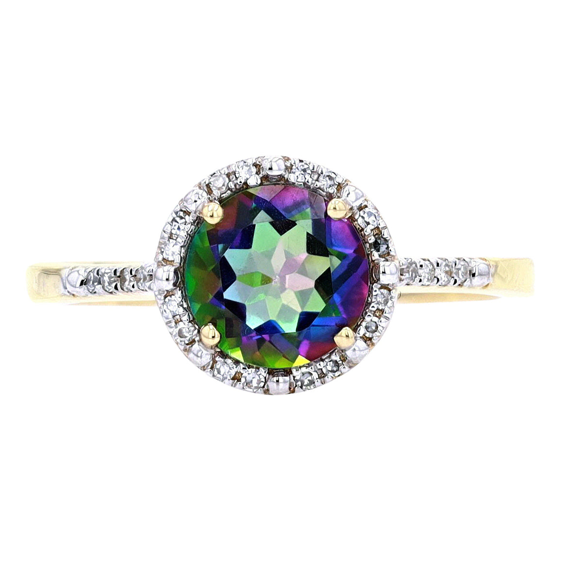 14K Gemstone Halo Ring<p><strong>More Colors Available</p></strong>