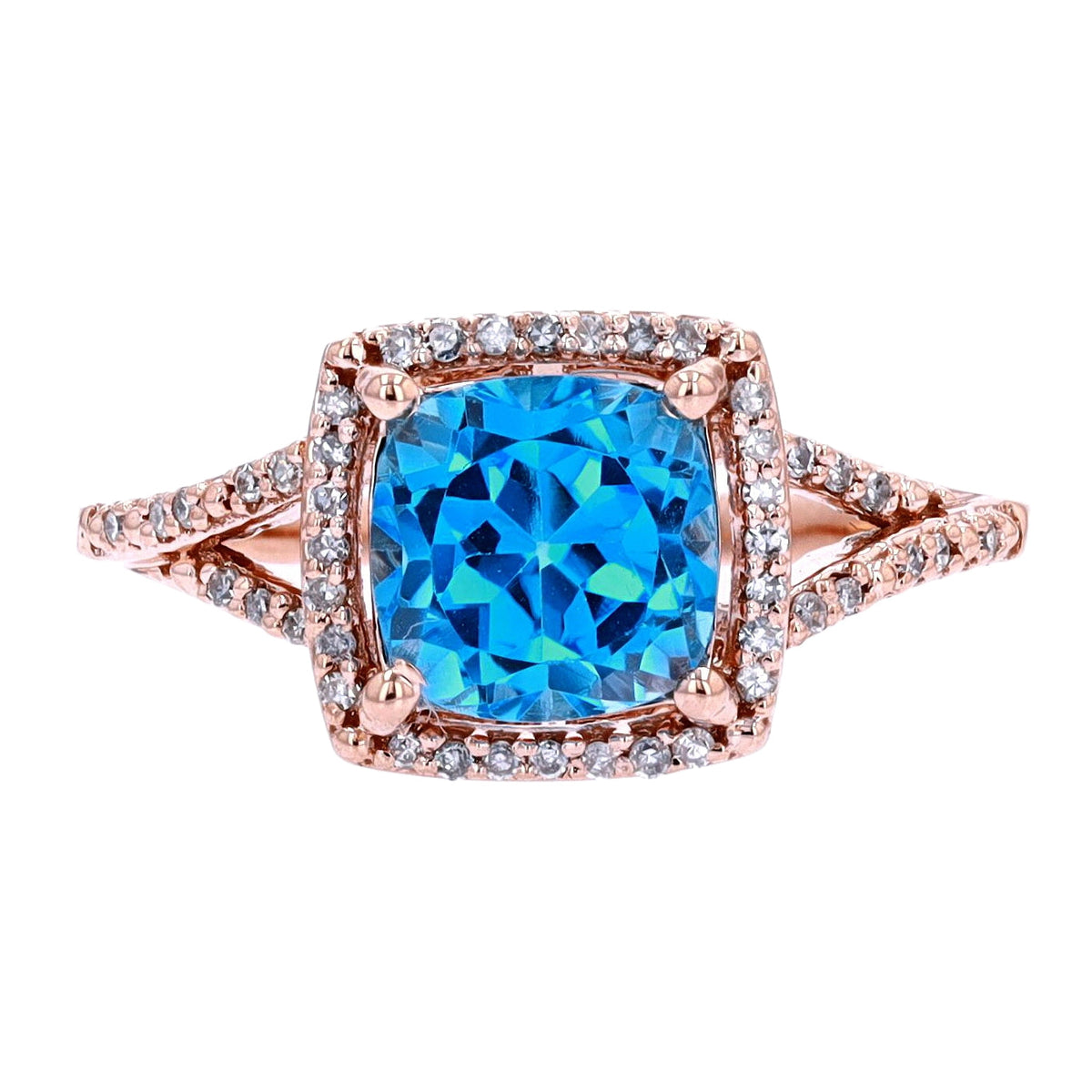 14K Cushion Cut Center Gemstone Ring<p><strong>More Colors Available</p></strong>