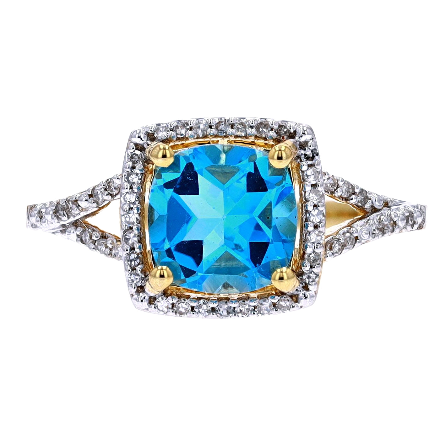 14K Cushion Cut Center Gemstone Ring<p><strong>More Colors Available</p></strong>