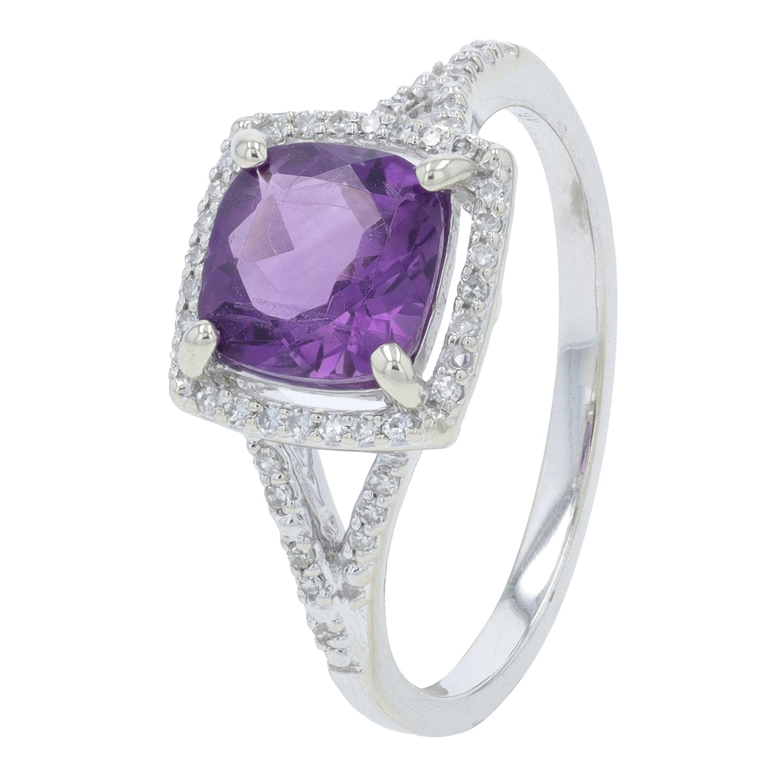 14K WG Amethyst Center Ring
