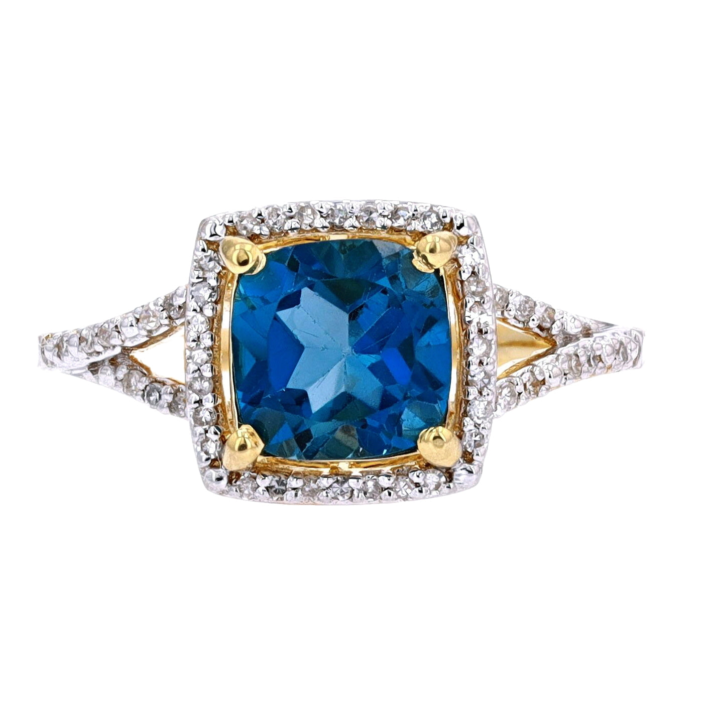 14K Cushion Cut Center Gemstone Ring<p><strong>More Colors Available</p></strong>