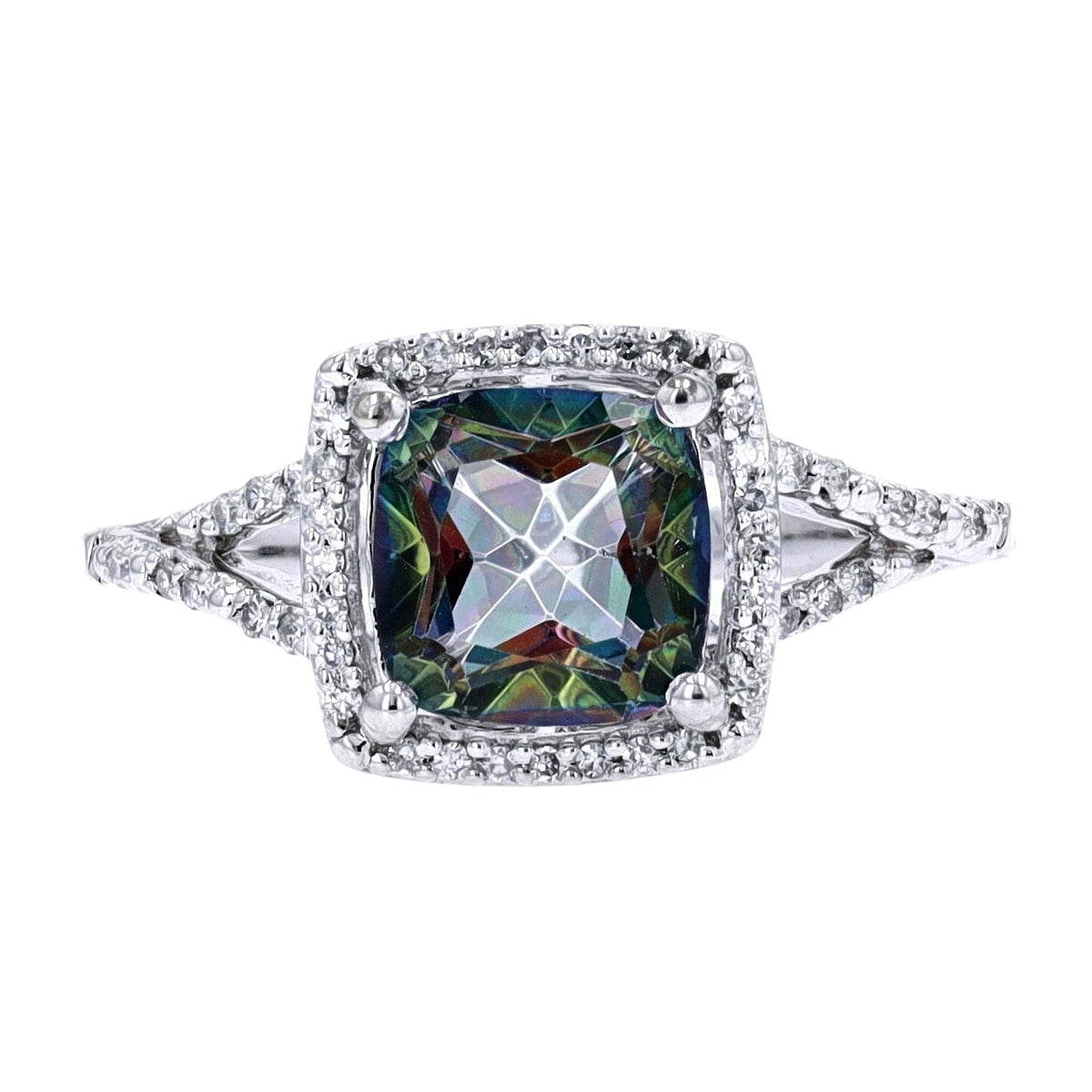 14K Cushion Cut Center Gemstone Ring<p><strong>More Colors Available</p></strong>