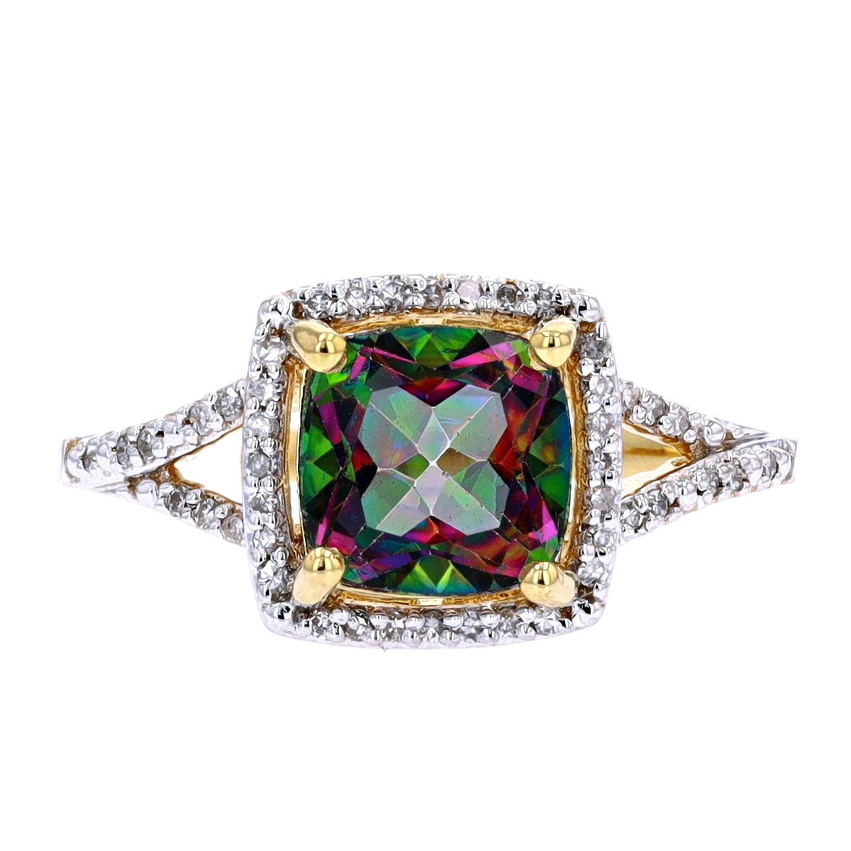 14K Cushion Cut Center Gemstone Ring<p><strong>More Colors Available</p></strong>