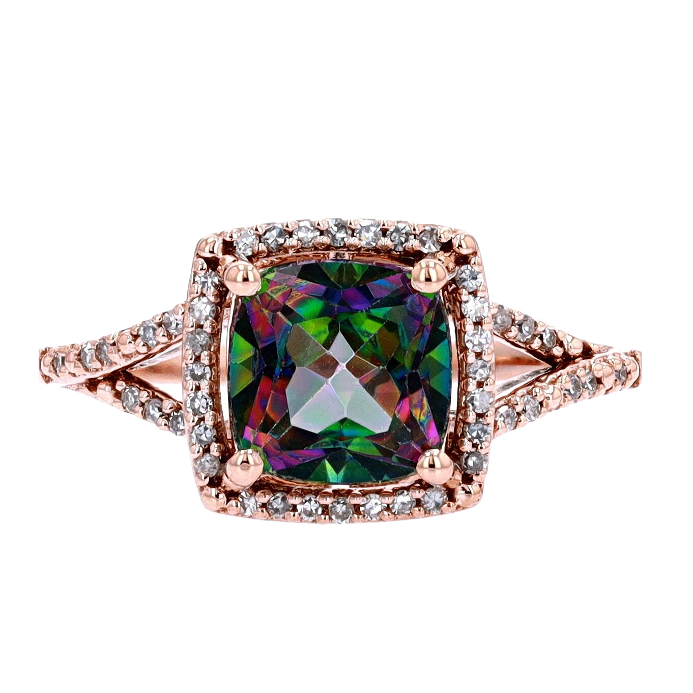 14K Cushion Cut Center Gemstone Ring<p><strong>More Colors Available</p></strong>