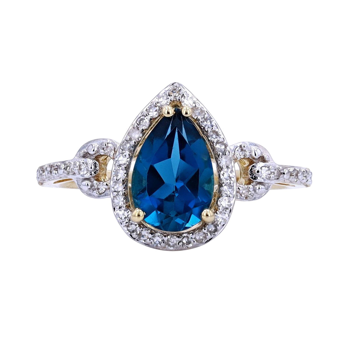 14K Pear Shape Gemstone with Horsebit Shank Ring<p><strong>More Colors Available</p></strong>