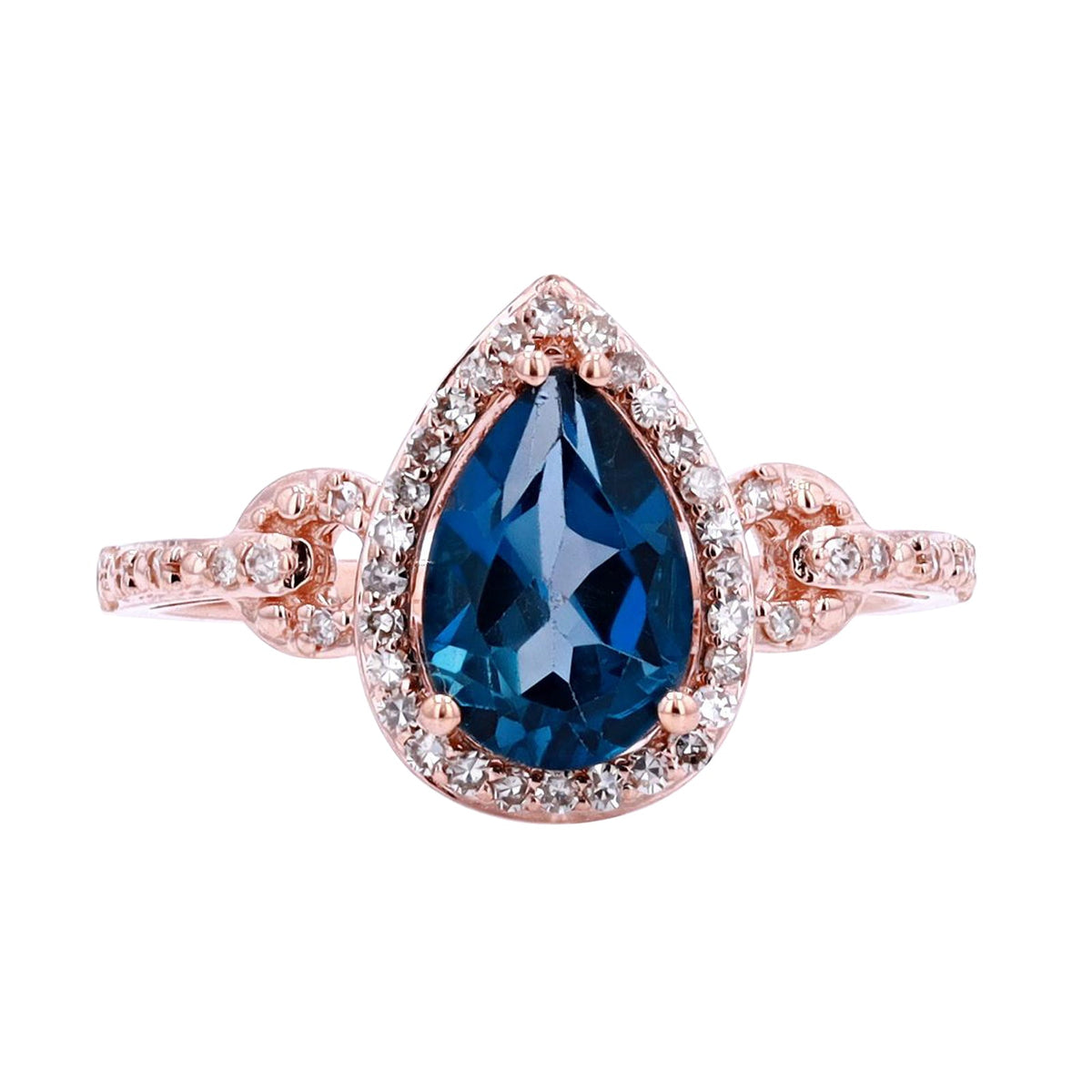 14K Pear Shape Gemstone with Horsebit Shank Ring<p><strong>More Colors Available</p></strong>