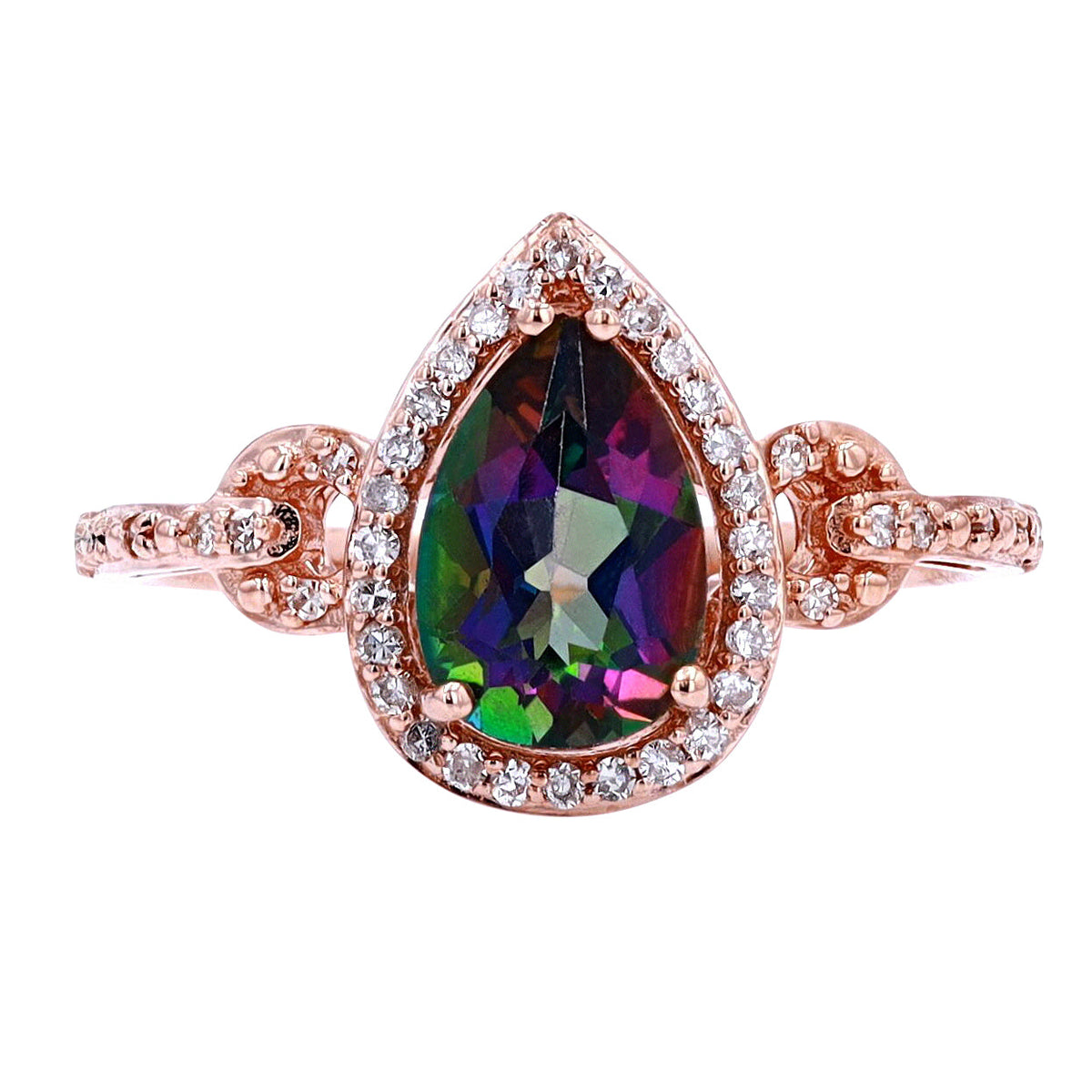 14K Pear Shape Gemstone with Horsebit Shank Ring<p><strong>More Colors Available</p></strong>