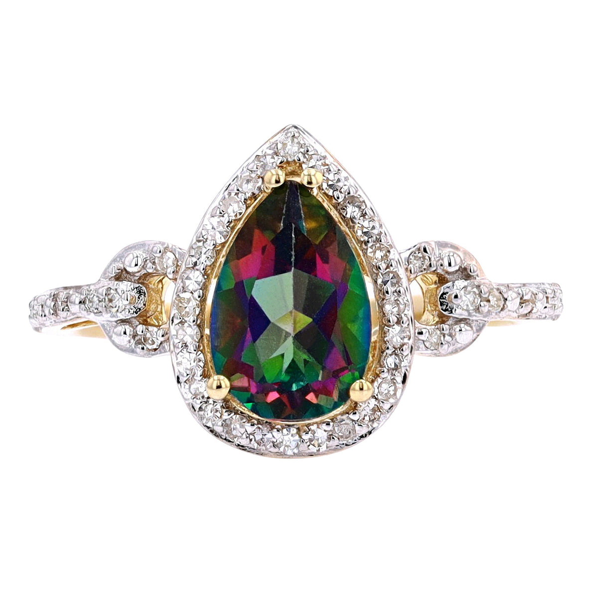 14K Pear Shape Gemstone with Horsebit Shank Ring<p><strong>More Colors Available</p></strong>