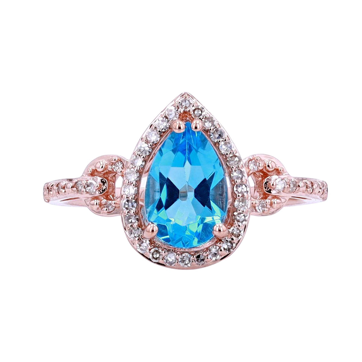 14K Pear Shape Gemstone with Horsebit Shank Ring<p><strong>More Colors Available</p></strong>
