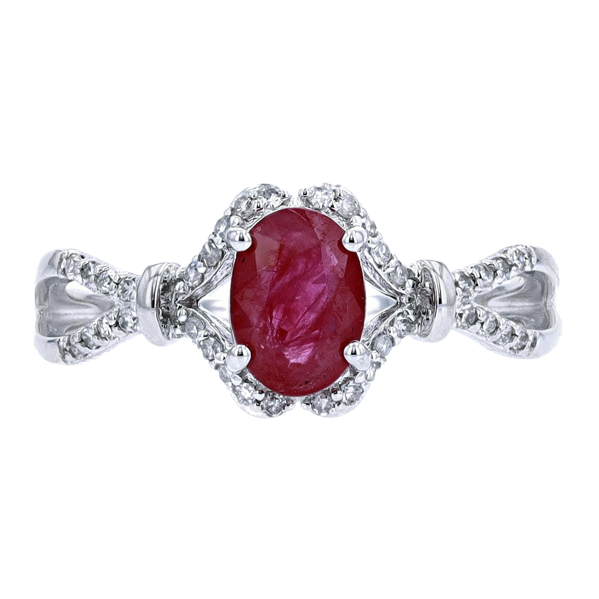 14K WG Oval Center Gemstone Ring<p><strong>More Colors Available</p></strong>