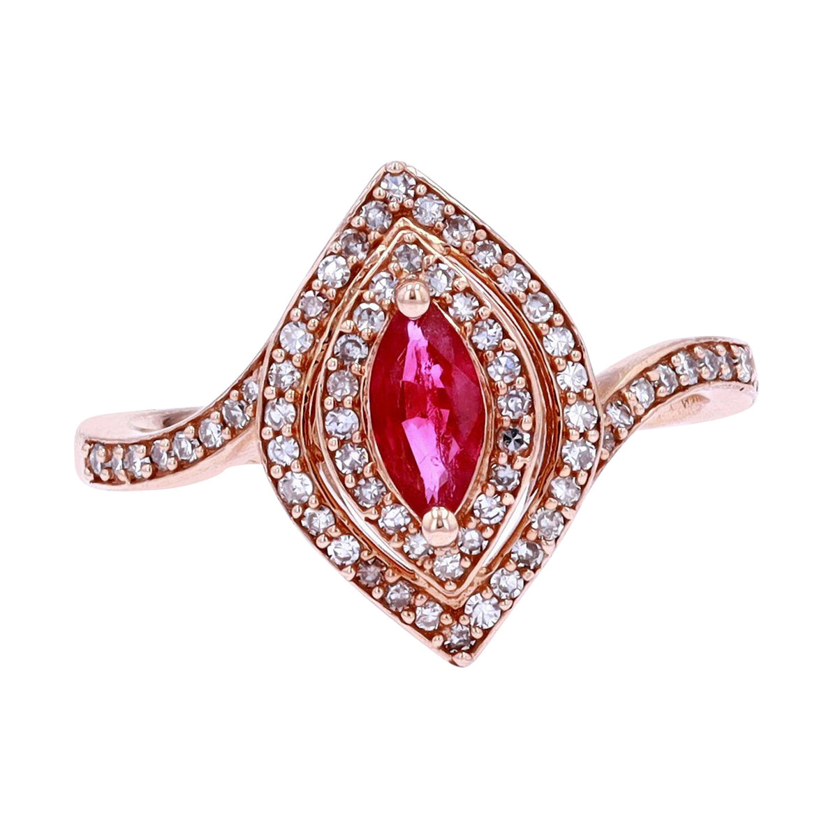 14K RG Ruby Marquise Ring
