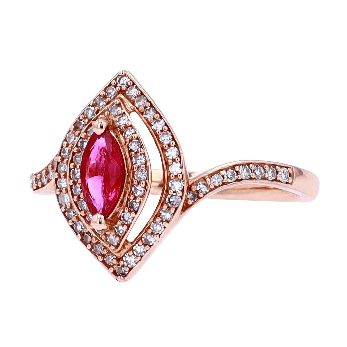 14K RG Ruby Marquise Ring