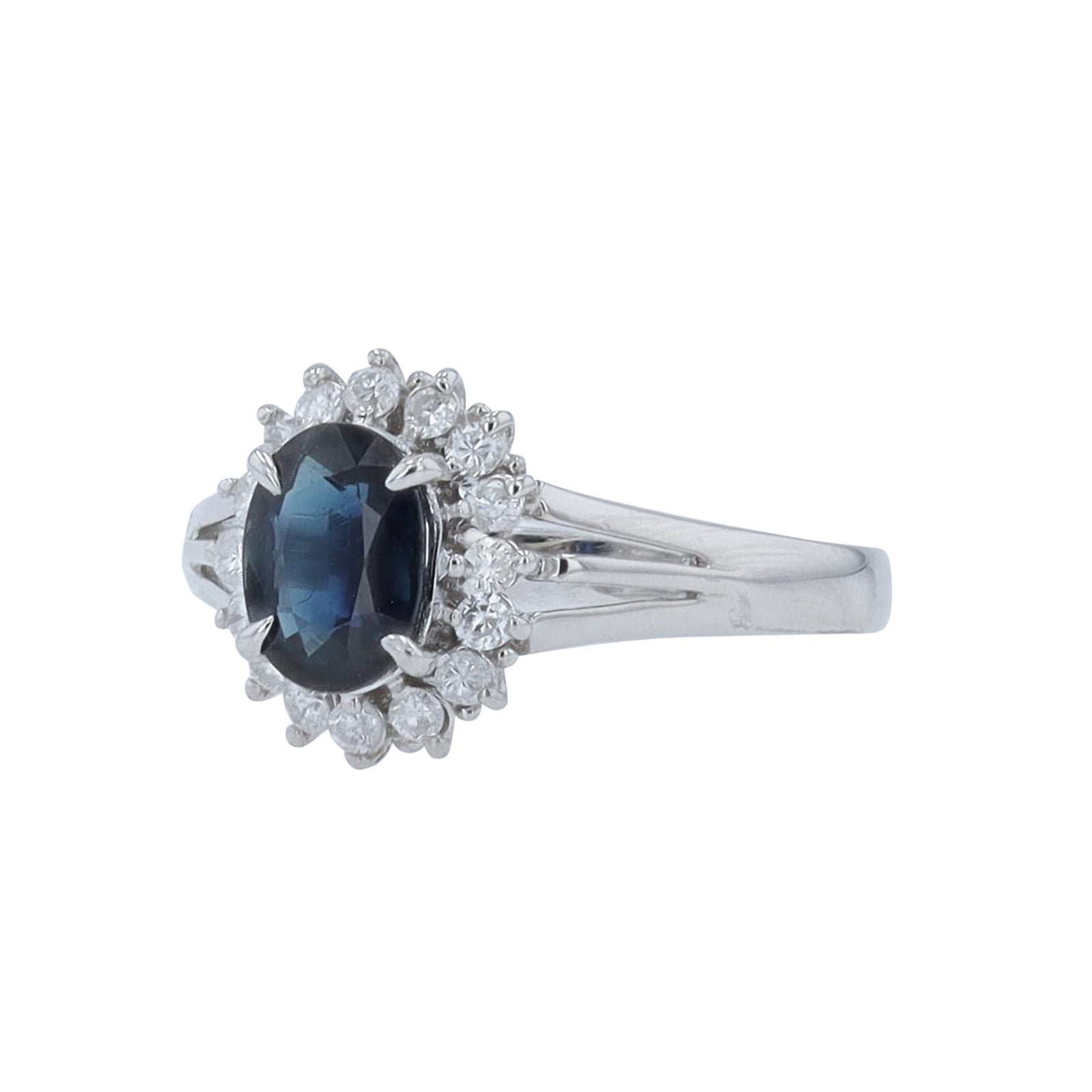 PLAT .97 CTW Sapphire Halo Ring