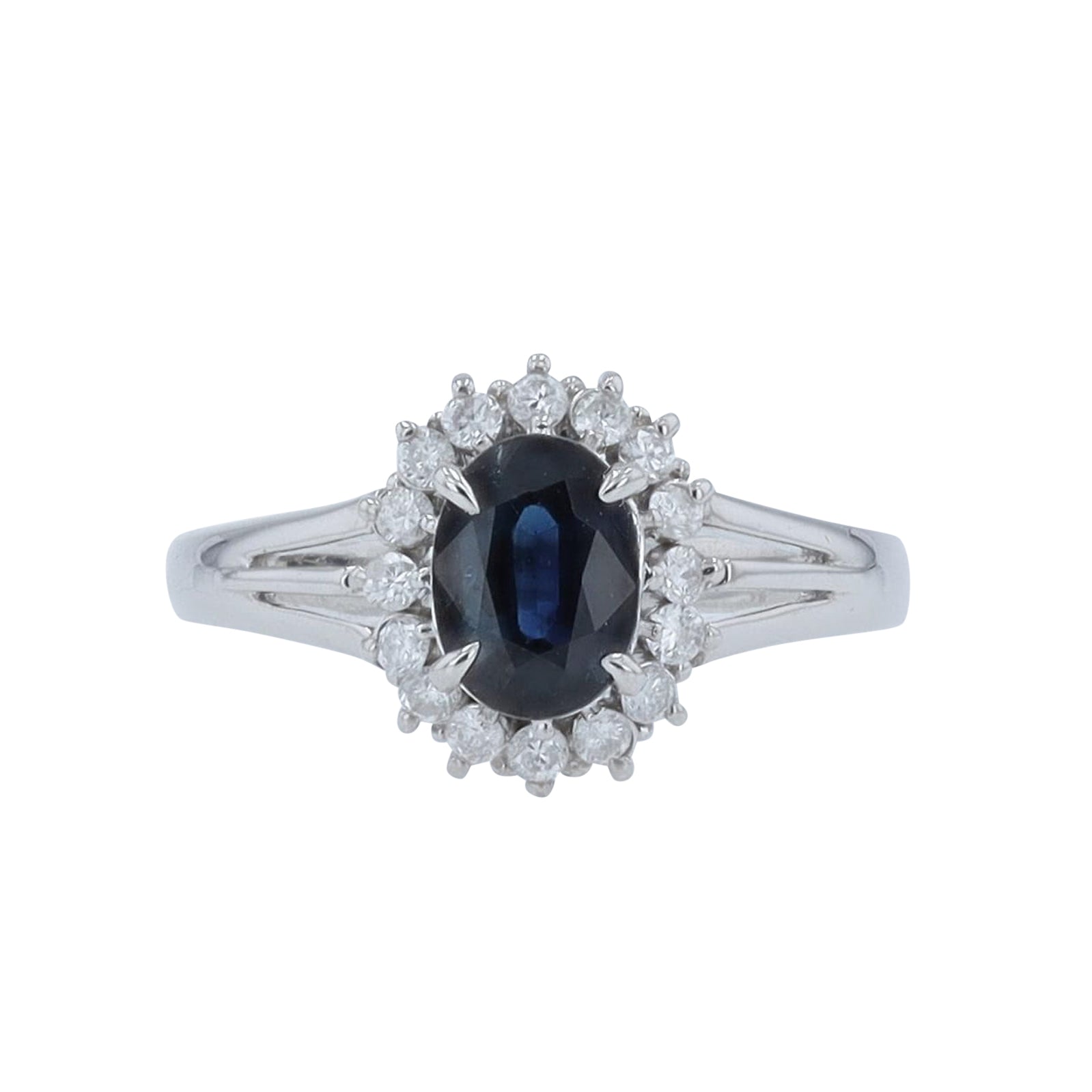 PLAT .97 CTW Sapphire Halo Ring