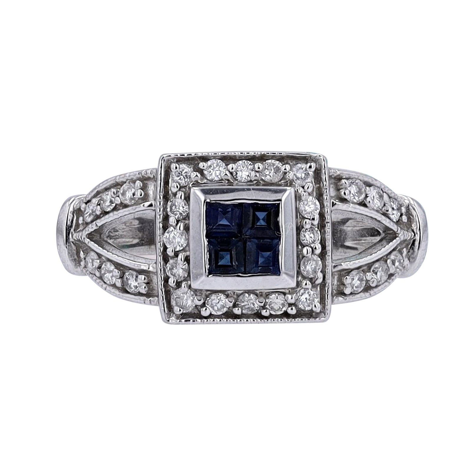 14K EFFY WG .38 CTW Sapphire Cluster Ring