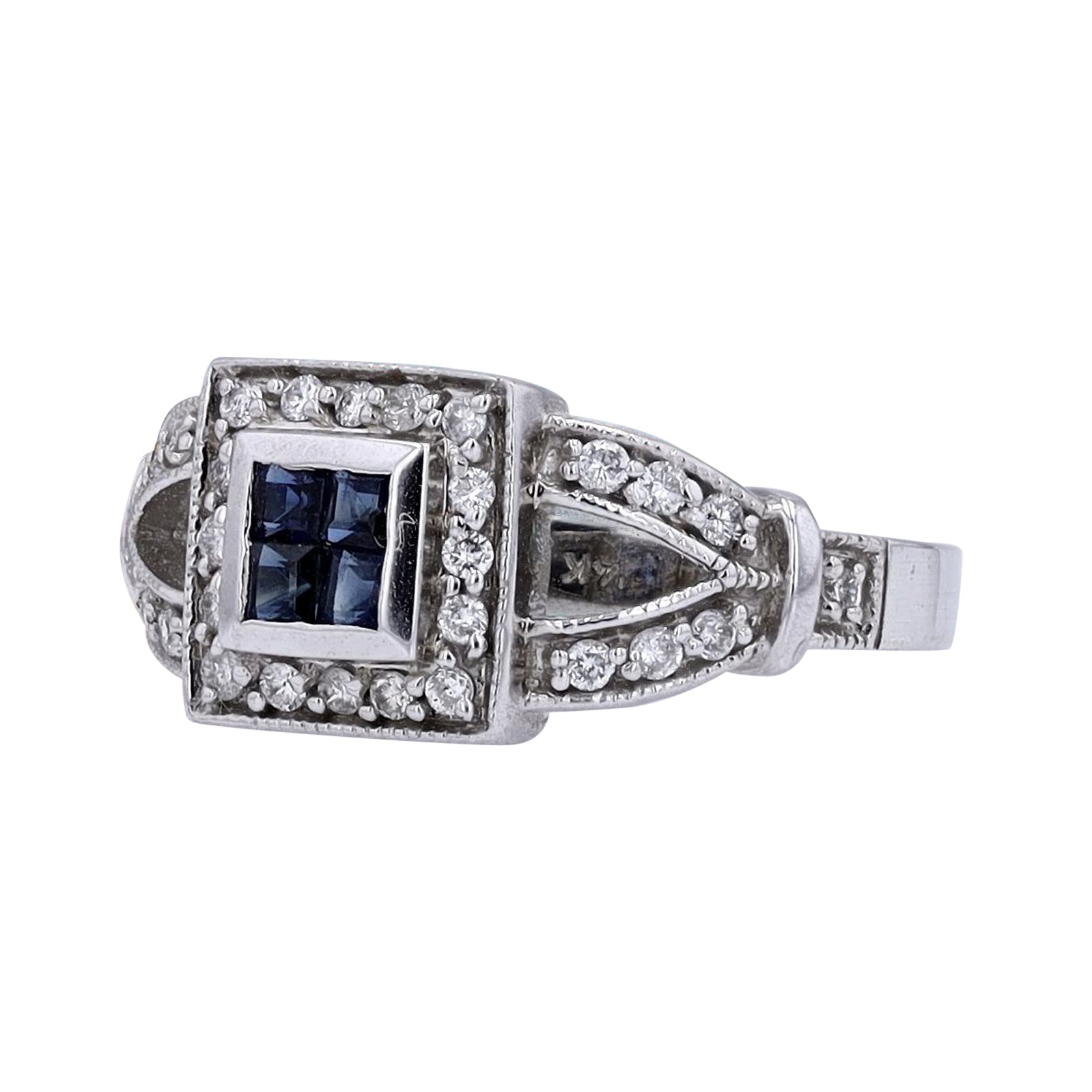 14K EFFY WG .38 CTW Sapphire Cluster Ring