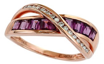 14K RG EFFY Rhodolite Crossover Ring