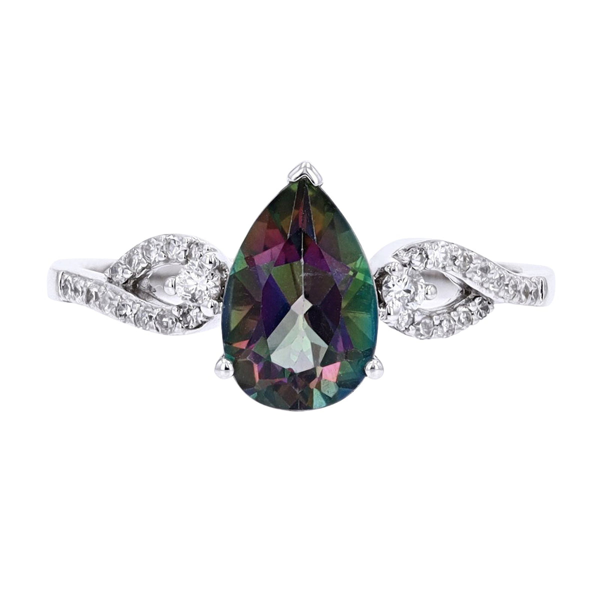 14K Pear Cut Gemstone Ring<p><strong>More Colors Available</p></strong>