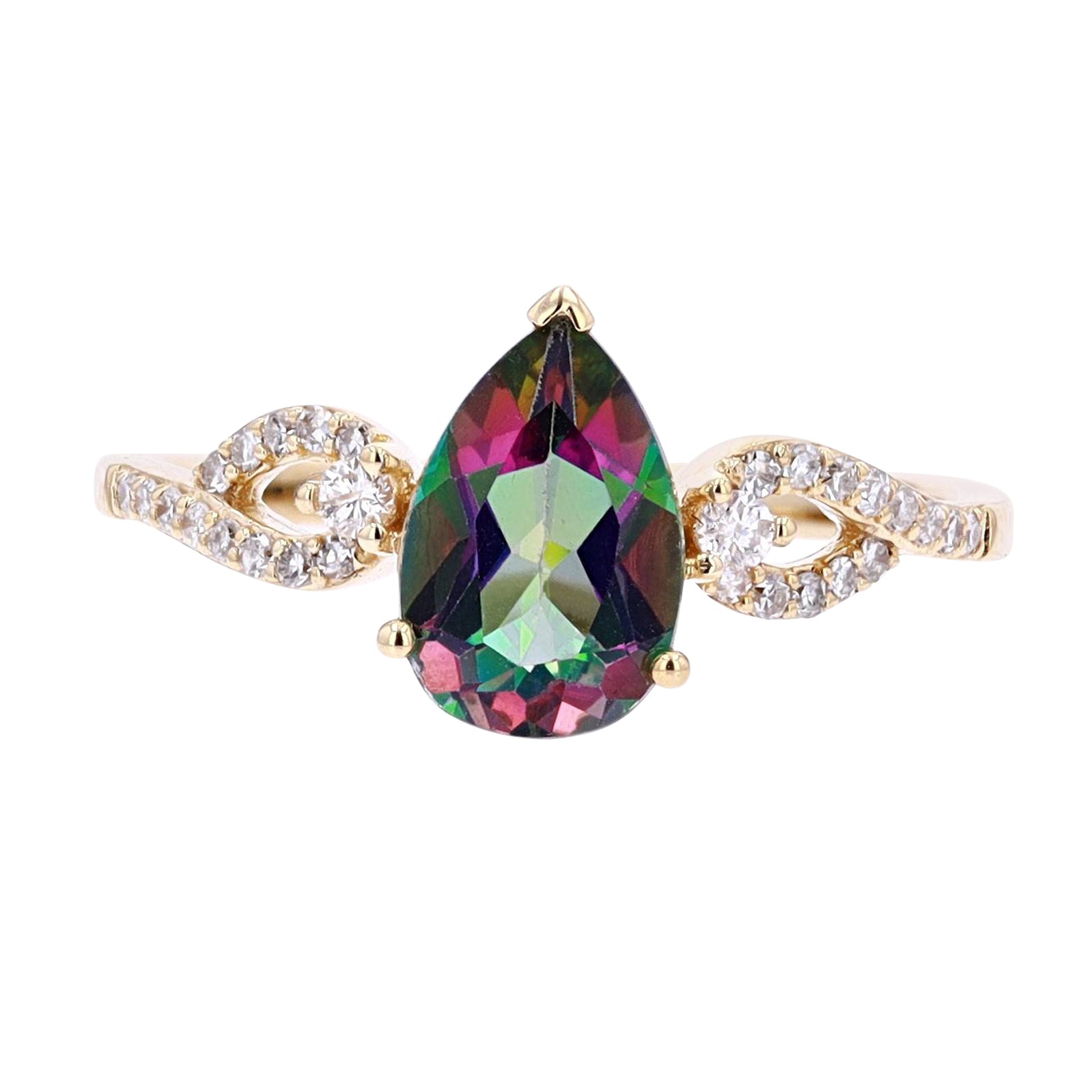 14K Pear Cut Gemstone Ring<p><strong>More Colors Available</p></strong>