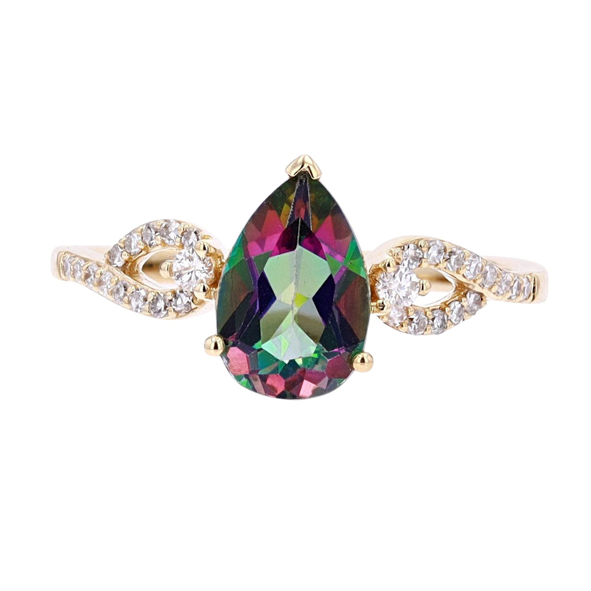 14K Pear Cut Gemstone Ring<p><strong>More Colors Available</p></strong>