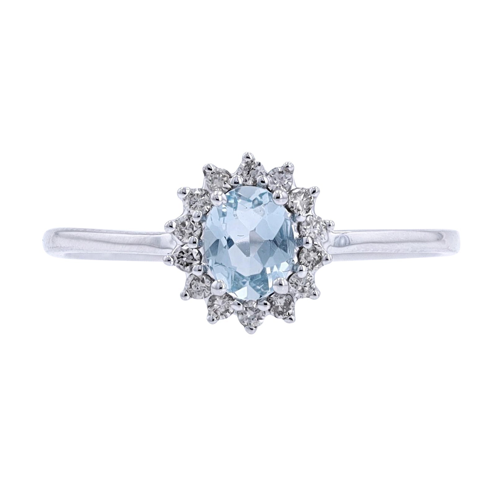 14K WG Aqua Halo Ring