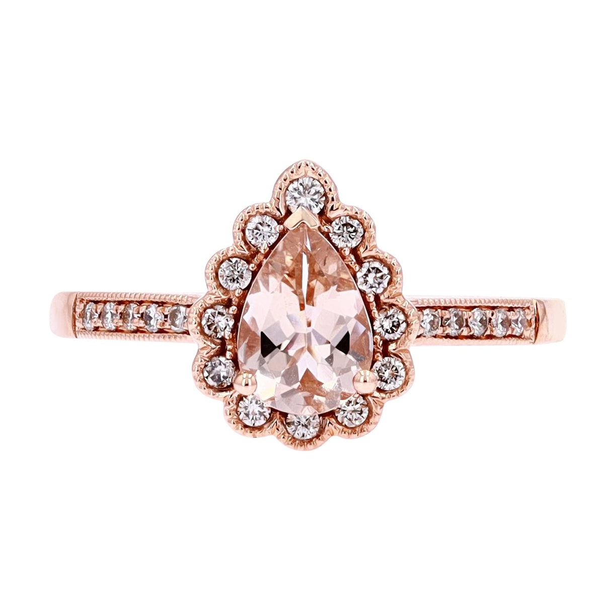 14K RG Morganite Halo Ring