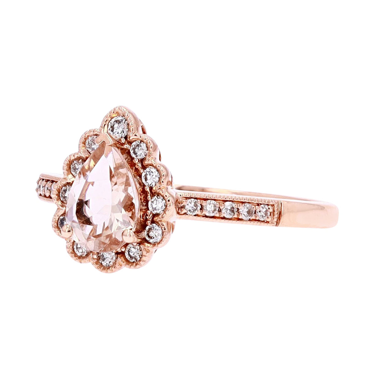 14K RG Morganite Halo Ring