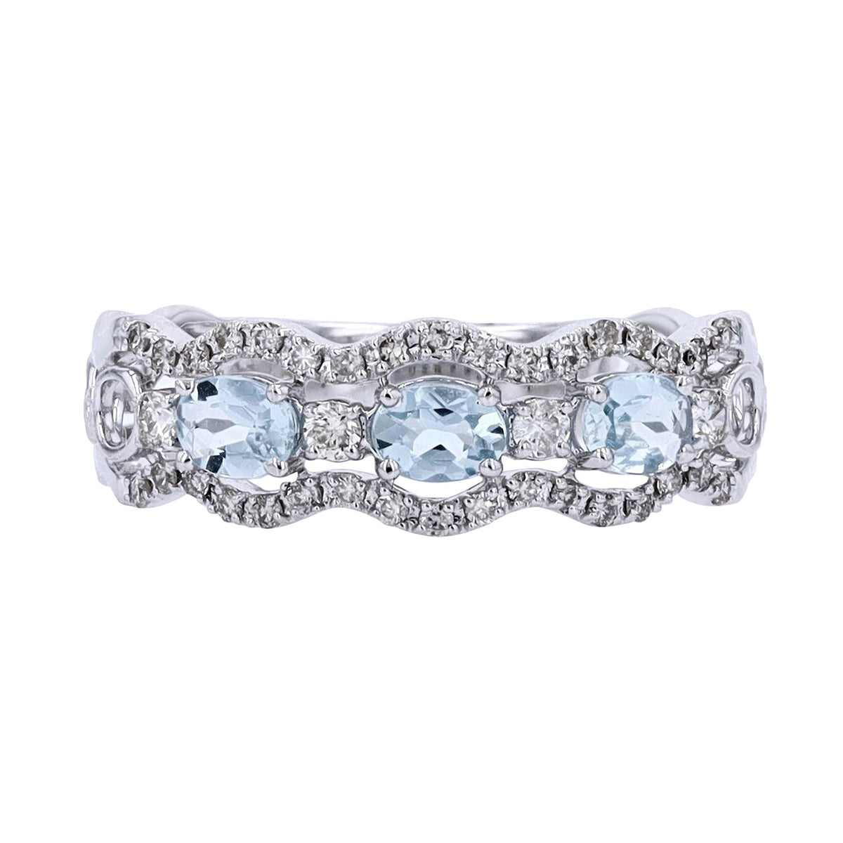 14K WG Oval Aqua Band
