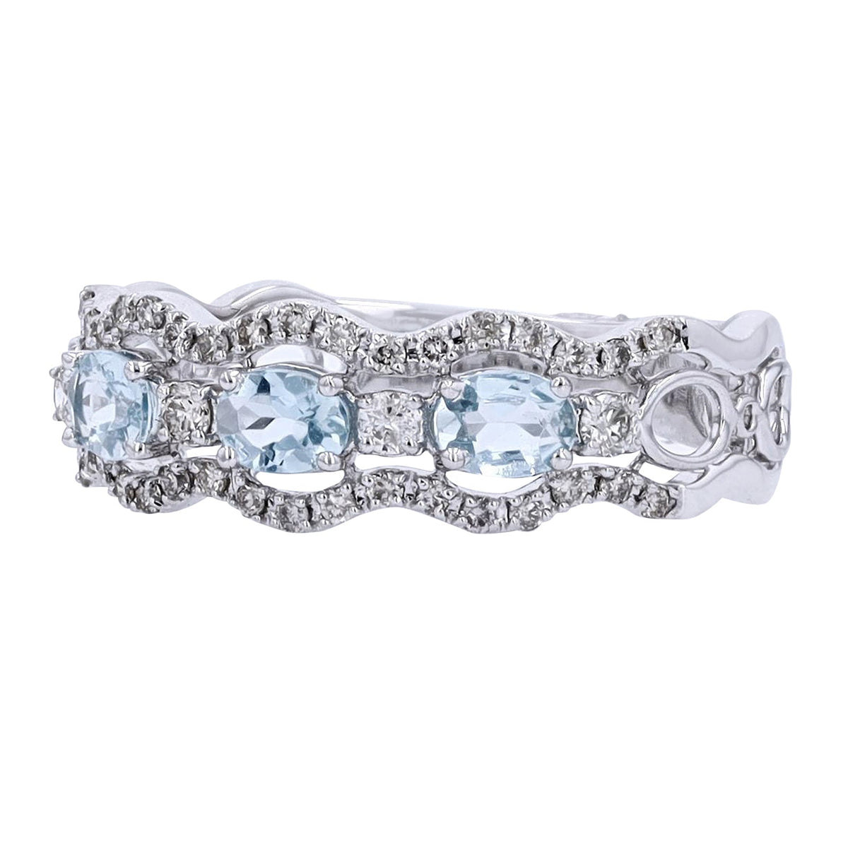 14K WG Oval Aqua Band