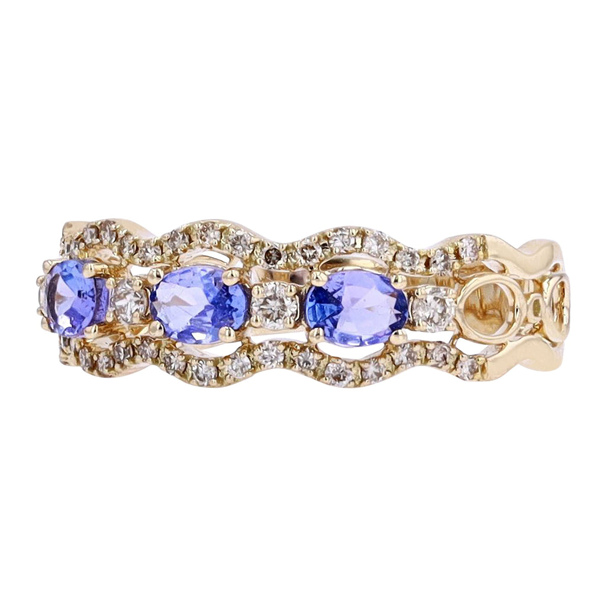 14K YG Three Stone Tanzanite Ring