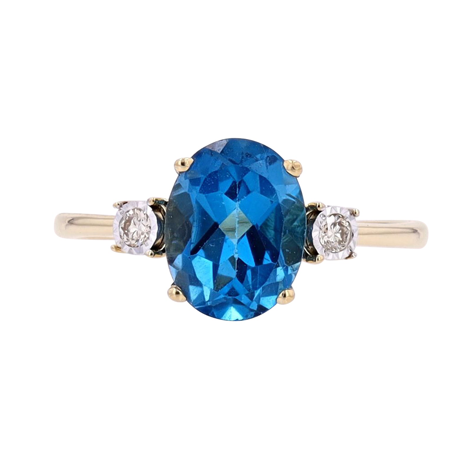 10K Oval Gemstone Three Stone Ring<p><strong>More Colors Available</p></strong>