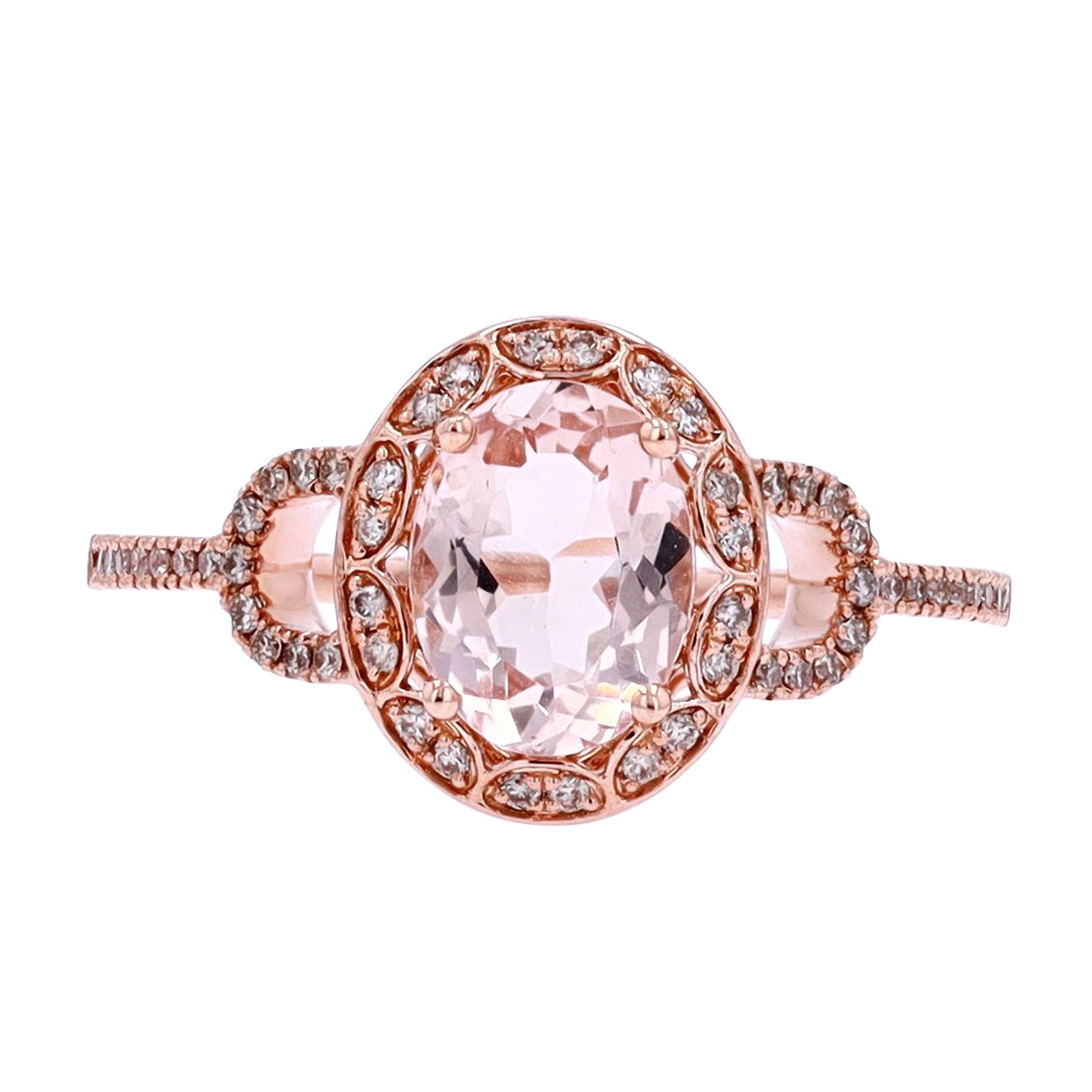 14K RG Oval Morganite Ring