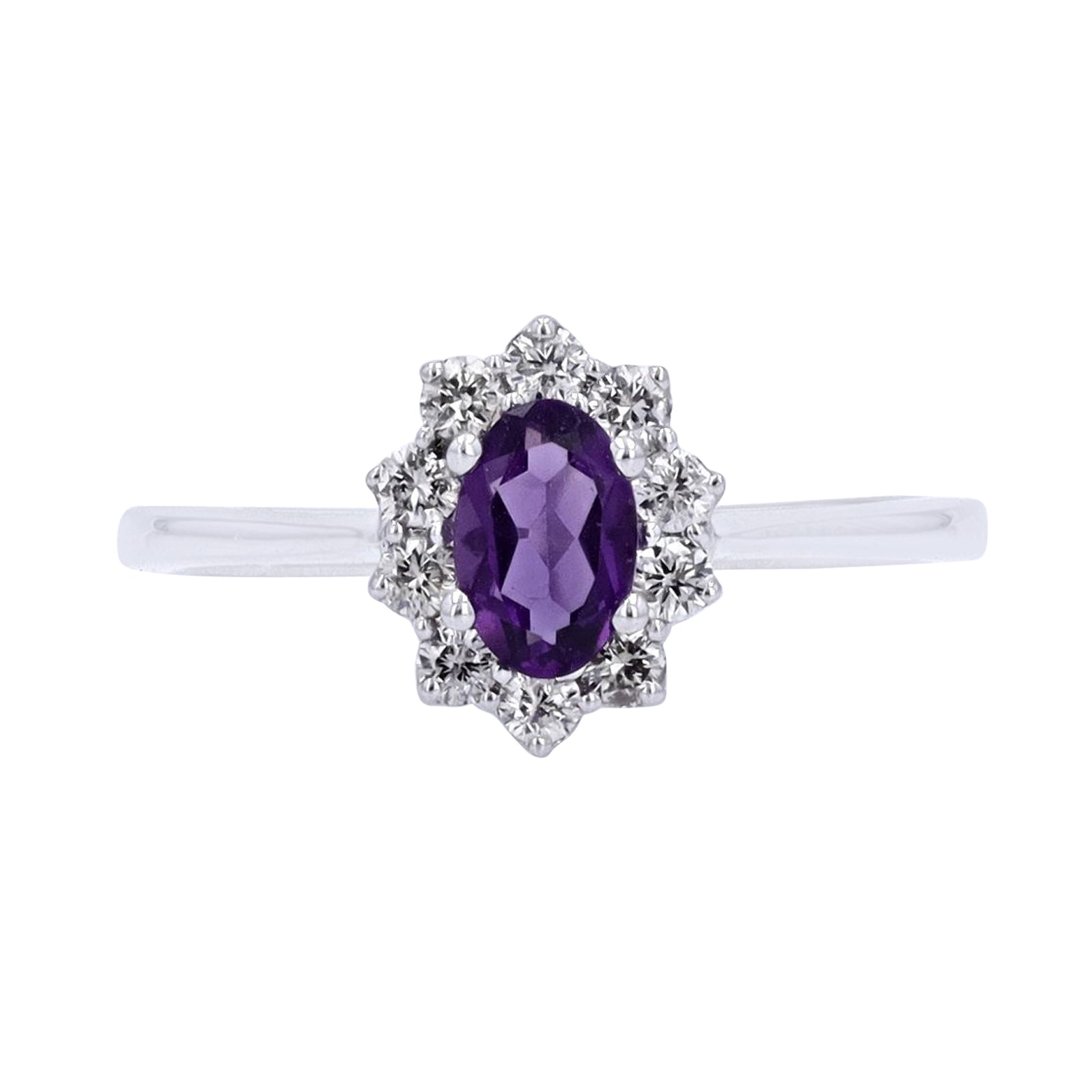 10K WG Gemstone & Diamond Ring<p><strong>More Colors Available</p></strong>