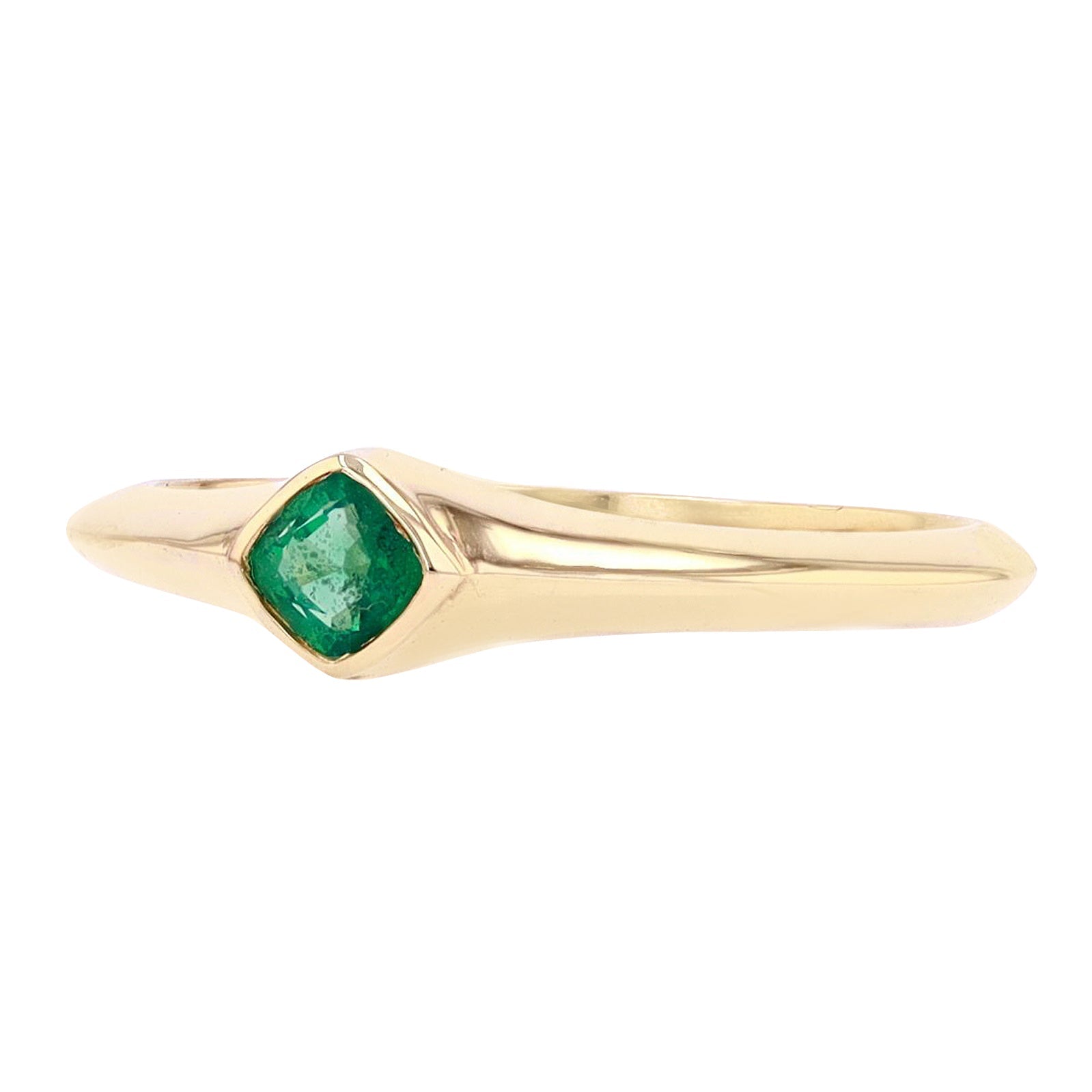 14K YG Emerald Solitaire Ring