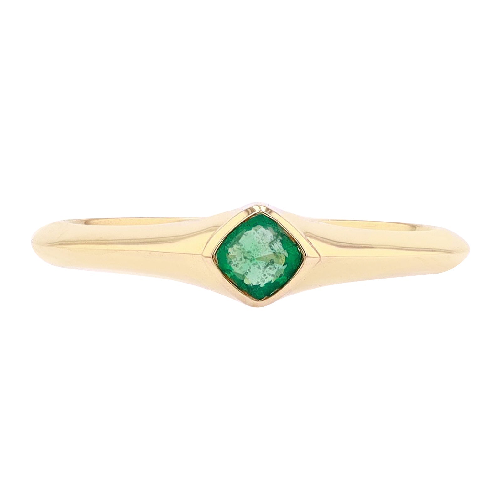 14K YG Emerald Solitaire Ring