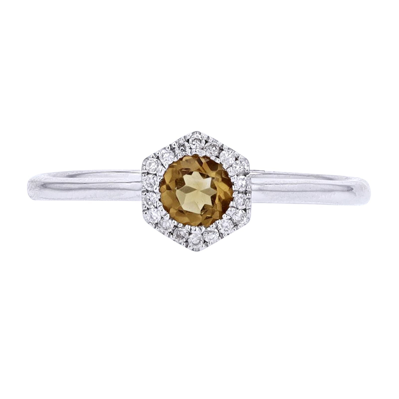 10K WG Hexagon Halo Gemstone Ring<p><strong>More Colors Available</p></strong>