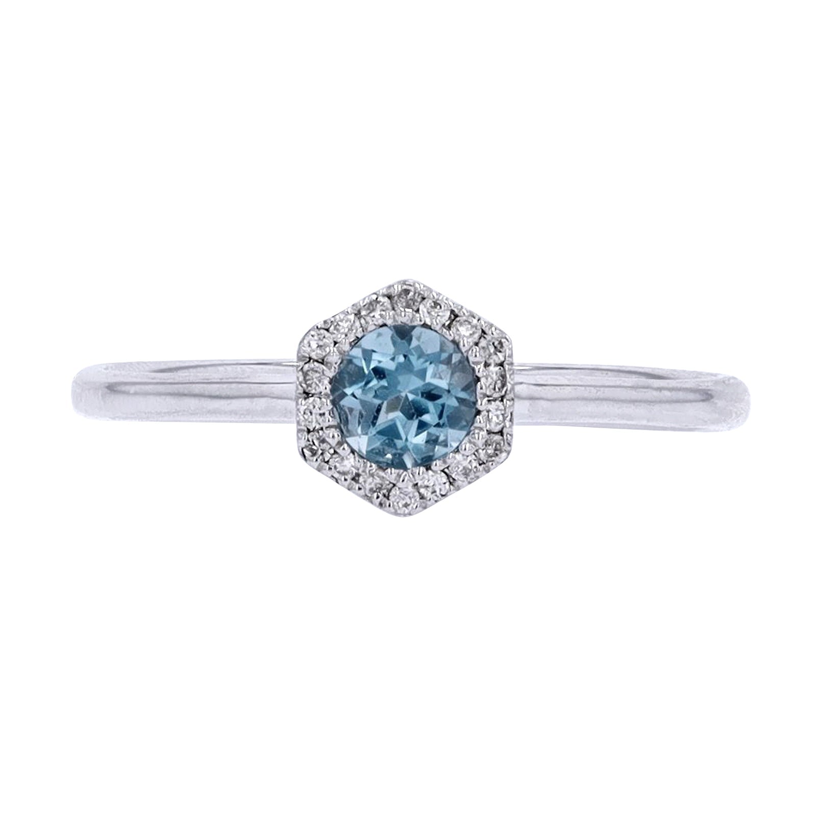 10K WG Hexagon Halo Gemstone Ring<p><strong>More Colors Available</p></strong>