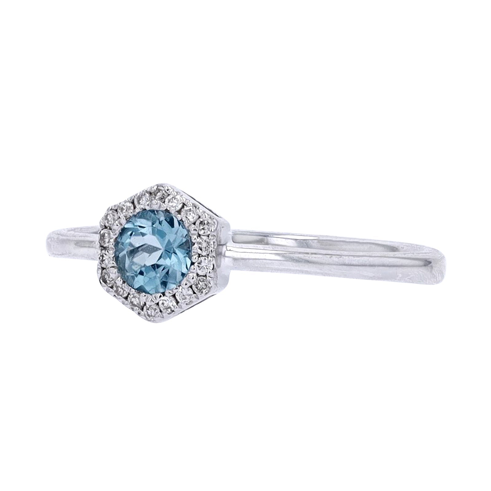 10K WG Hexagon Halo Gemstone Ring<p><strong>More Colors Available</p></strong>