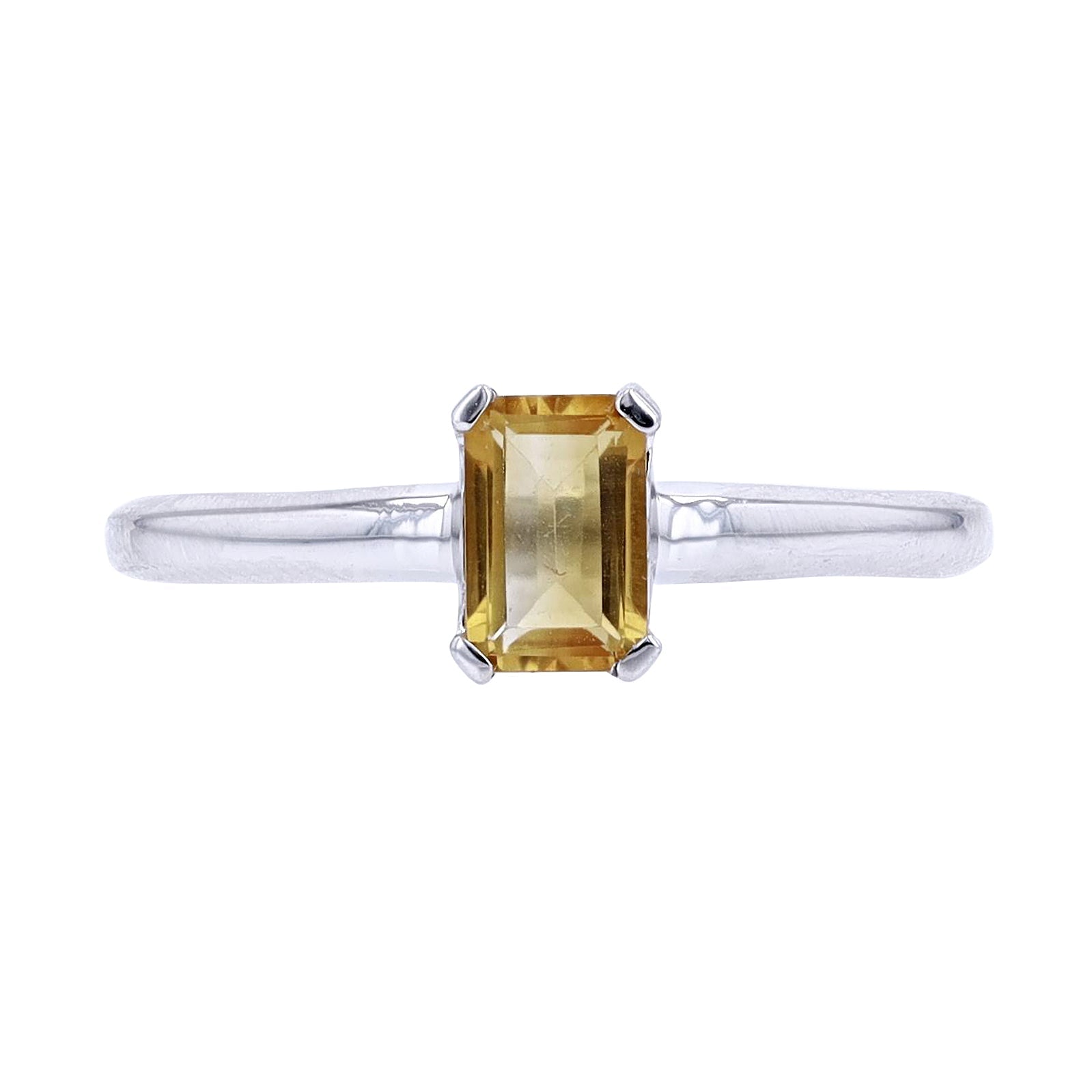 10K Solitaire Emerald Cut Gemstone Ring<p><strong>More Colors Available</p></strong>