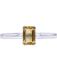 10K Solitaire Emerald Cut Gemstone RingMore Colors Available