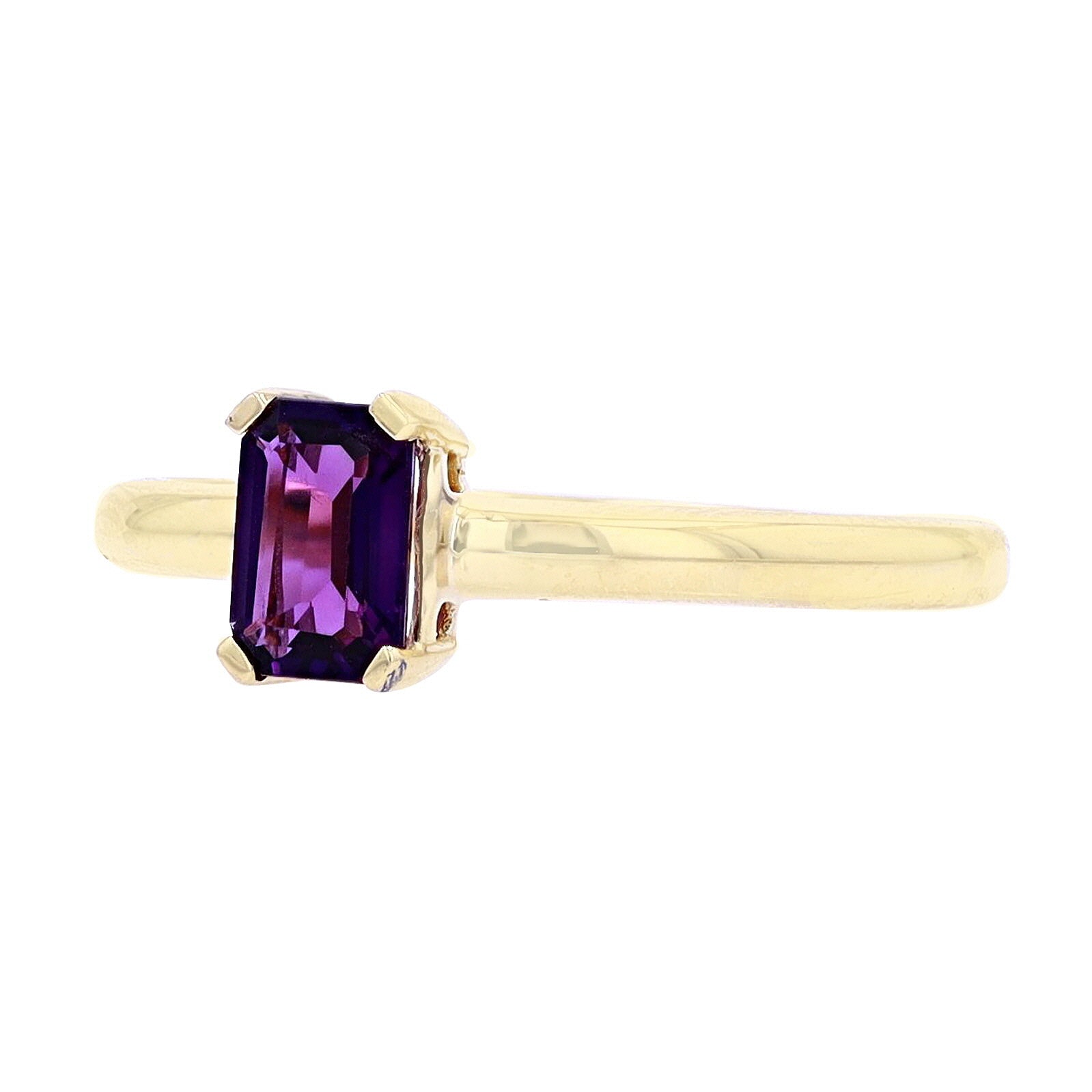 10K Solitaire Emerald Cut Gemstone Ring<p><strong>More Colors Available</p></strong>