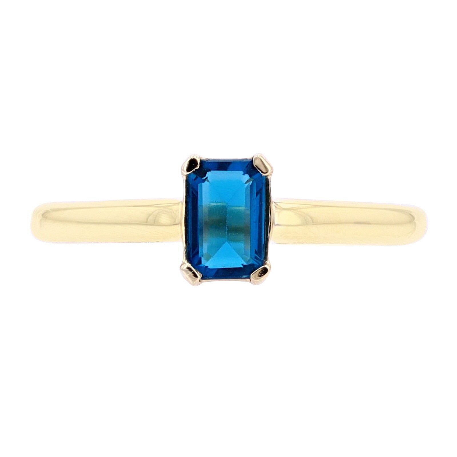 10K Solitaire Emerald Cut Gemstone Ring<p><strong>More Colors Available</p></strong>