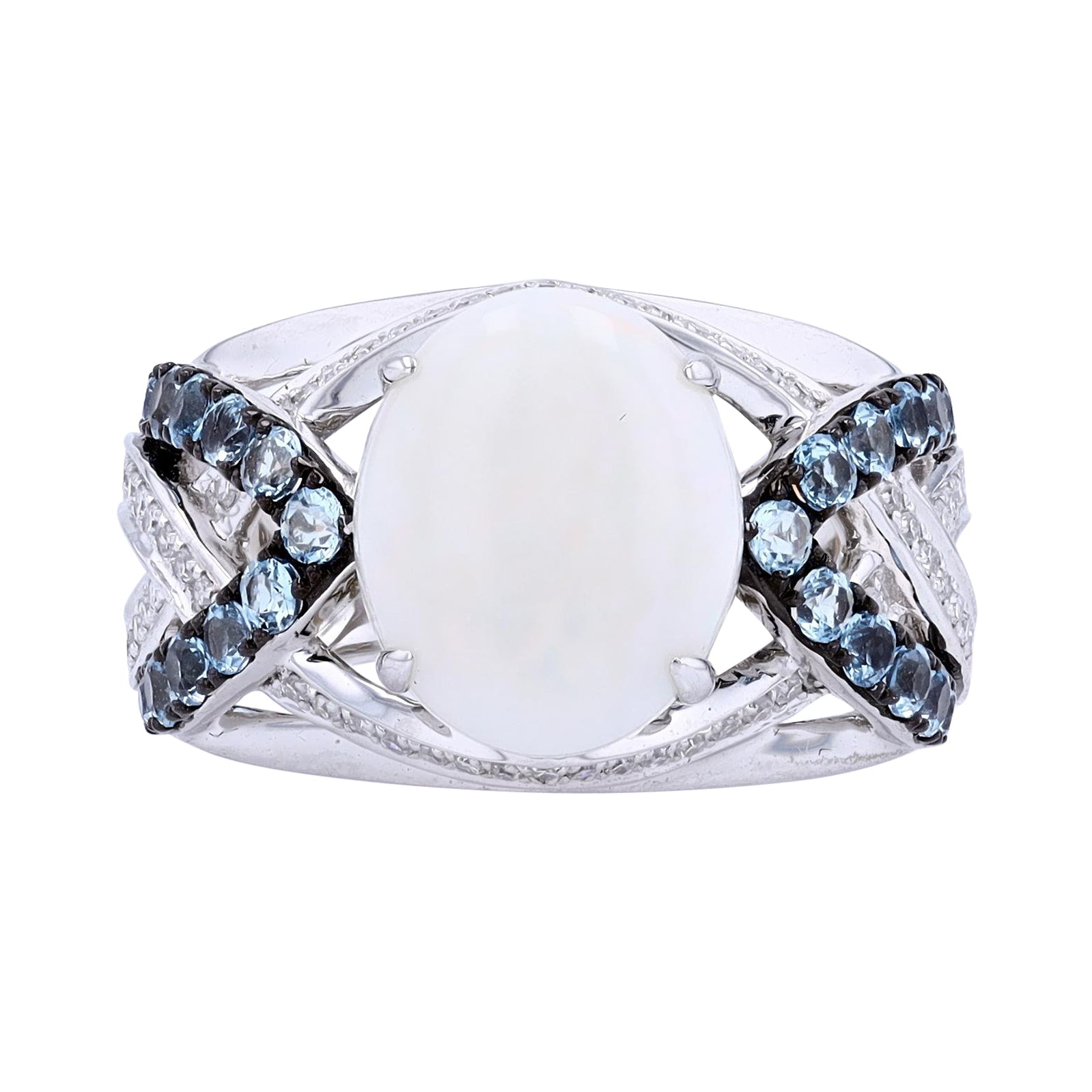 14K EFFY WG Opal & Blue Topaz Ring