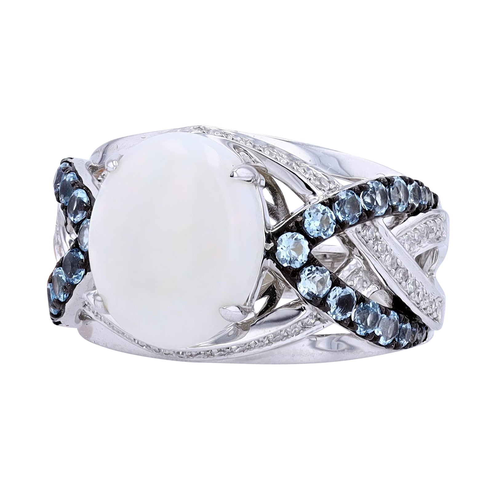 14K EFFY WG Opal & Blue Topaz Ring